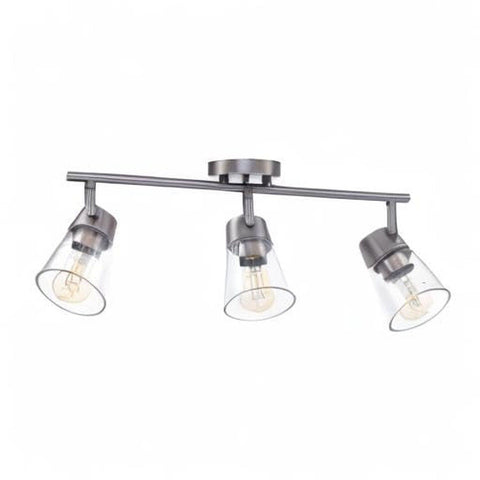 Globe Electric 64000045 3-Light Track Lighting, Pewter, Clear Glass Shades, C...