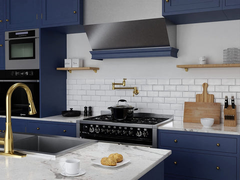 Anzzi Wall Mount Pot Filler Faucet, Double Joint Swing Arms, Single Hole, Sol...