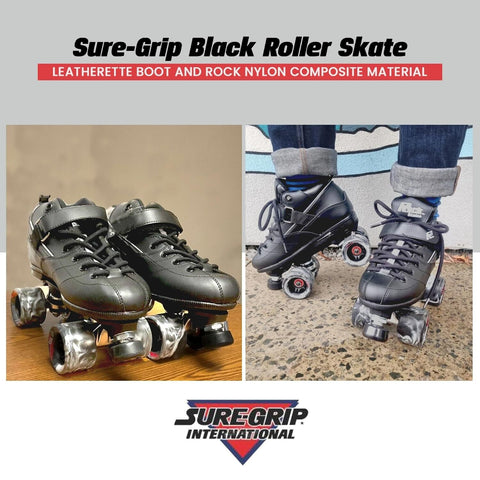 Sure Grip Rock GT50 Black Roller Skates - Unisex Indoor Skates for Men & Wome...