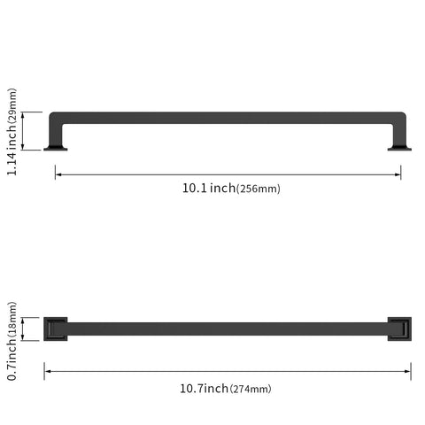 Asidrama 10 Pack 10 Inch(256mm) Matte Black Cabinet Pulls Cabinet Handles Cup...