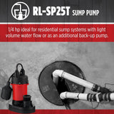 Red Lion RL-SP25T 115-Volt, 1/4 HP, 2900 GPH Aluminum and Thermoplastic Sump ...