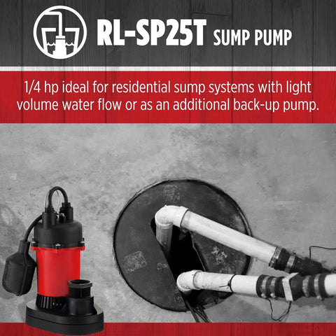 Red Lion RL-SP25T 115-Volt, 1/4 HP, 2900 GPH Aluminum and Thermoplastic Sump ...