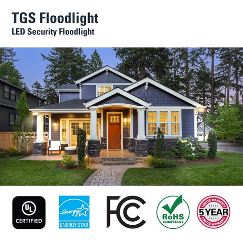 HALO TGS Outdoor LED Motion Sensor Flood & Security Light Twin Round Head White