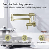 BAGNOLUX Brushed Gold Pot Filler Faucet, Traditional Double Handle Coffee Mac...