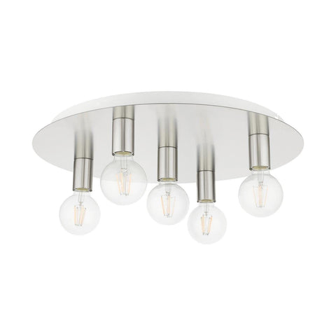 Livex Lighting Hillview 5 Light Brushed Nickel Ceiling Mount, 20 x 20 x 3.63