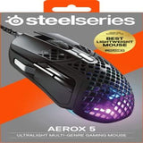 SteelSeries Aerox 5 - Lightweight Gaming Mouse - 18000 CPI -- TrueMove Black