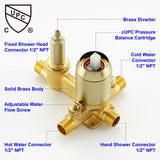 SHAMANDA Brass Rainfall Shower System, Luxuly Bathroom Shower Faucet Combo Se...