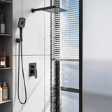 Black Shower Faucet Set Stainless Steel 10in Rainfall Shower Head with Handhe...