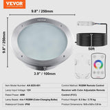 VEVOR 12V LED Pool Light, 10 Inch 40W, RGBW Color Changing Inground Swimming ...