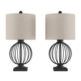 Lavish Home Modern Table Lamps - Set of 2 Wrought Iron Open Cage Lights with ...