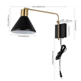 JONATHAN Y JYL1303B Max Swing Arm 1-Light Modern Midcentury Iron USB Charging...