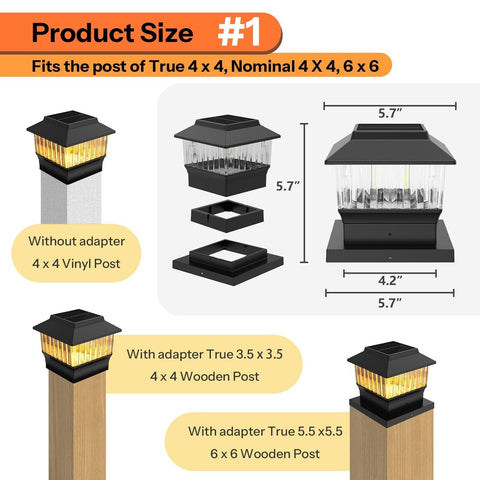 Modern Solar Post Cap Lights #1 (fits The Post of True 4x4, Nominal 4x4 & 6x6...