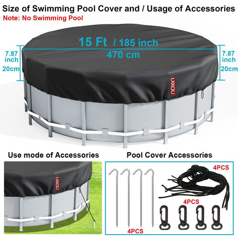 LXKCKJ 15 Ft Round Pool Cover, Solar Covers for Above Ground Pools, Summer Po...