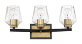 Craftmade Avante Grand 3 Light Vanity, Flat Black/Satin Brass, Damp Rated, 56...