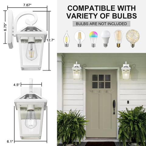 Outdoor Light Fixtures Wall Mount, Waterproof Exterior Wall Lanterns with Gla...