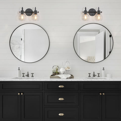 KSANA Black Bathroom Light Fixtures, 2-Light Modern Farmhouse Black Vanity Li...