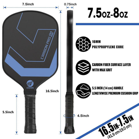 OXIKEN 10/13/16 mm Pickleball Paddles 2025 USAPA Approved T700 Carbon Fiber P...