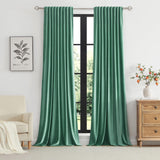 PRIMROSE Velvet Curtains 96 inch Long for Living Room,Set of 2 Panels Turquoi...