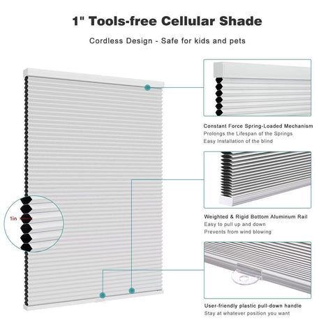 Changshade Blackout Blinds, Cordless Cellular Shades, 1 Inch Blackout Shades,...