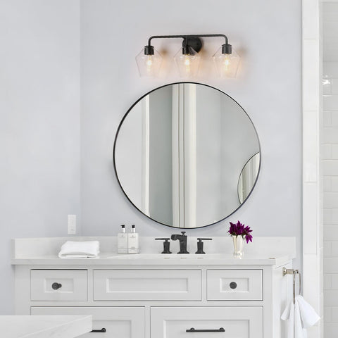 Bathroom Light Fixtures, Black Bathroom Vanity Lights 3 Lights, Modern Farmho...