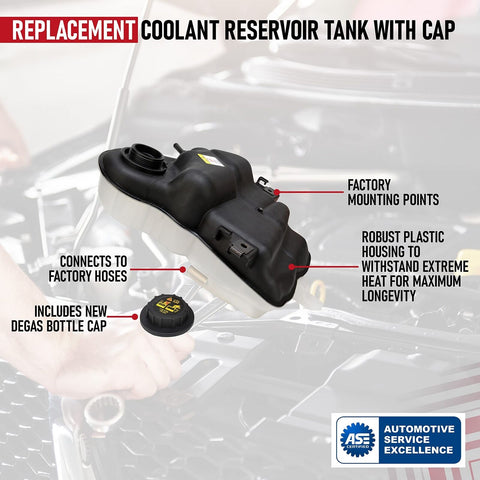 Coolant Reservoir Tank with Degas Bottle Cap - Overflow Recovery Bottle Fits ...