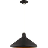 Livex Lighting 41179-04 Metal Shade - 15.25" One Light Mini Pendant, Black Fi...