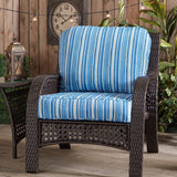 South Pine Porch Outdoor Deep Seat Cushion, 2 Piece Set, Sapphire Stripe