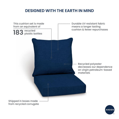 Arden Selections Outdoor Deep Seat Set, 24 x 24, Rain-Proof, Fade Resistant, ...
