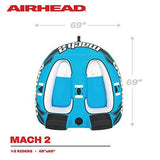 Airhead Mach 2, 1-2 Rider Towable Tube for Boating One Size, Blue