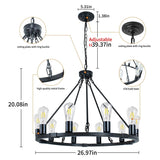 Black Wagon Wheel Chandelier, 10 Lights Farmhouse Ceiling Hanging Chandeliers...
