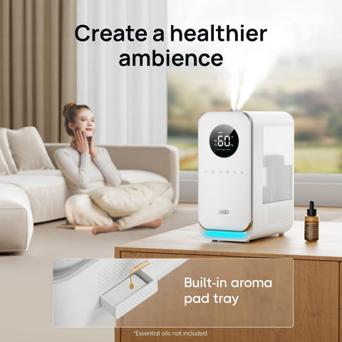 Dreo Humidifiers for Bedroom Home, Top-filled Smart Quiet Cool Mist 5L, White