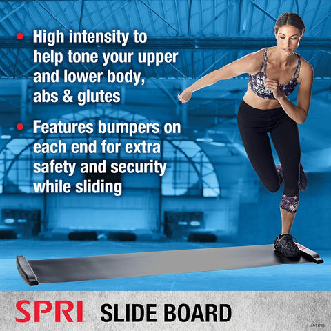 SPRI Slide Board (71" L x 20" W) with End Stops, Sliding Booties, Mesh Black