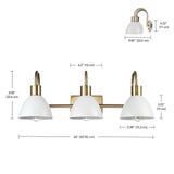 Globe Electric 63000056 24" 3-Light Vanity Light, Matte Brass Finish, Matte W...