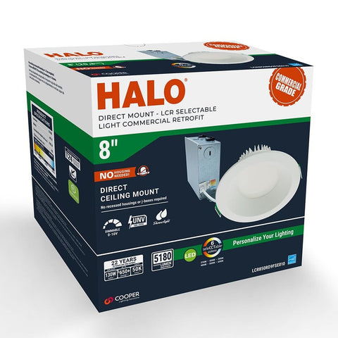 HALO LCR8 8 in. Soft White Selectable CCT Integrated LED Recessed Light with ...