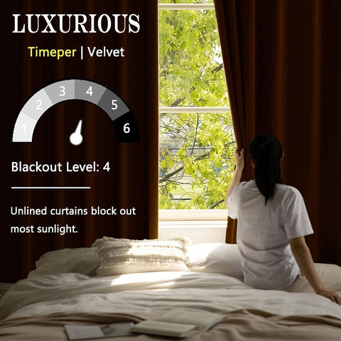 Timeper Burnt Orange Velvet Curtains 90 inches 2 Panels, Light Blocking Curta...