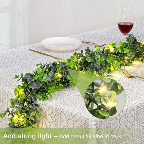BLEUM CADE 9 Pack Eucalyptus Garland with Lights, 5.9 Ft/pcs Artificial Green...