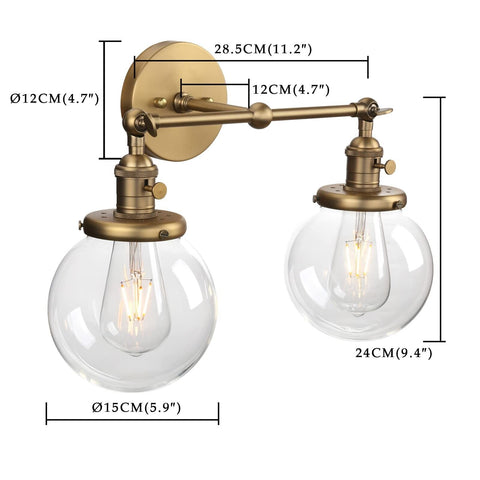 Phansthy Vintage 2 Light Wall Sconce Industrial Wall Light with Dual 5.9 Inch...