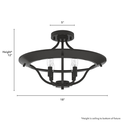 Hunter - Perch Point 4-light Noble Bronze, Extra Large Flush Mount Light, Dim...