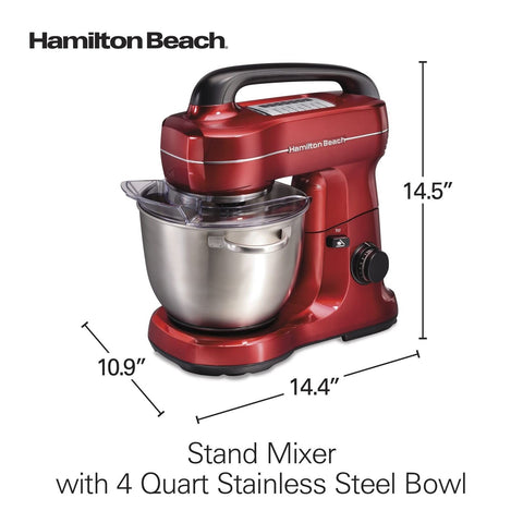 Hamilton Beach Electric Stand Mixer, 4 Quarts, Dough Hook, Flat Beater Attach...