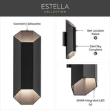 KICHLER Estella 16.5" LED 2-Light Outdoor Wall Light in Black, Dark Sky Compl...