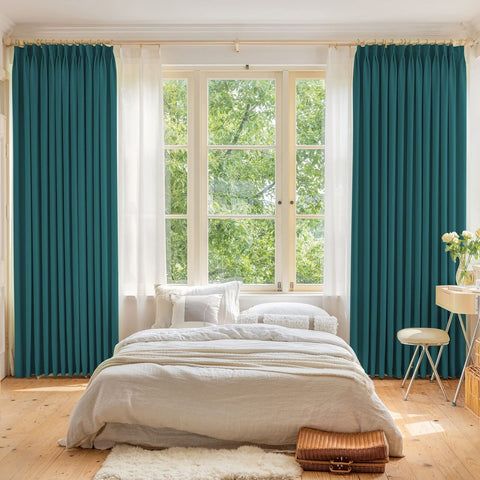 Blackout Pinch Pleated Curtain 52''W x 84''L with Tieback for Bedroom, Triple...