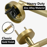 Asidrama 4 Pack Privacy Door Handles with Lock,Brushed Gold Door Handles Inte...