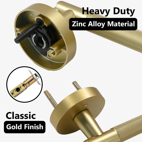 Asidrama 4 Pack Privacy Door Handles with Lock,Brushed Gold Door Handles Inte...