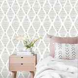 White and Silver Gray Peel and Stick Wallpaper 17.7"x1200"Modern Stripe Conta...