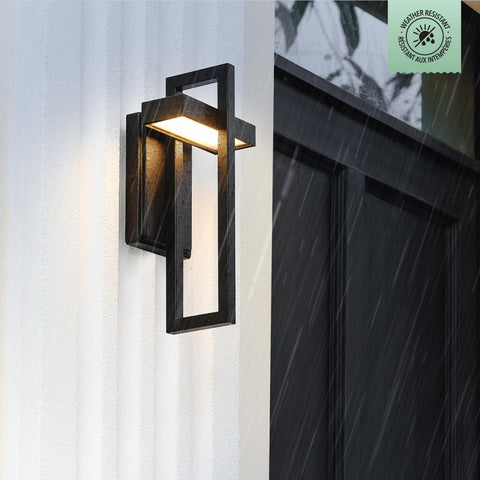 Globe Electric 60000024 12W LED Integrated Outdoor Wall Sconce, Matte Black, ...