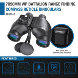 Barska Battalion Waterproof Military Binoculars with Rangefinder AB10510 7x50