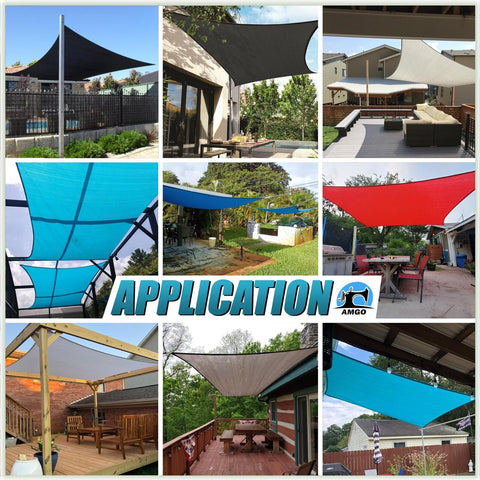 Amgo 10' x 20' Turquoise Rectangle Sun Shade Sail Canopy Awning UPF50+ AGTAPR...