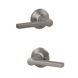 Straight Lever with Round Trim Hall and Closet Door Handle, Satin Nickel Fini...