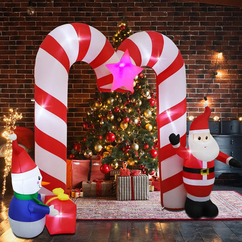 10ft Candy Cane Arched Outdoor Inflatable with LED Lights for Christmas Holid...