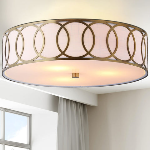 JONATHAN Y JYL3503A Aubrey 3-Light 15.5" Metal LED Flush Mount Contemporary,T...